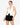 Model wearing off-white halter neck open-back top with buckle detail, styled for a sleek, modern look, studio background