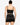 Model wearing black sweetheart bustier crop top with rhinestones, styled for a chic night-out look, studio background