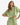 Model wearing sage button-up two-piece set with tailored fit, styled for a modern, coordinated look, studio background
