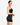 Model wearing black sweetheart bustier crop top with rhinestones, styled for a chic night-out look, studio background