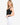Model wearing ribbed double-layer V-neck tank top with body-hugging fit, styled for a minimal, sleek look, studio background