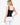Model wearing ribbed double-layer V-neck tank top with body-hugging fit, styled for a minimal, sleek look, studio background